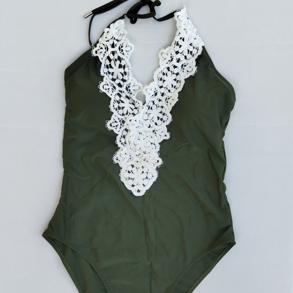 Monokini with lace halter - Picture 2 of 9